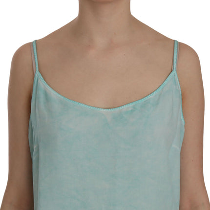 Ermanno Scervino Blue Sleeveless Spaghetti Dress Blouse