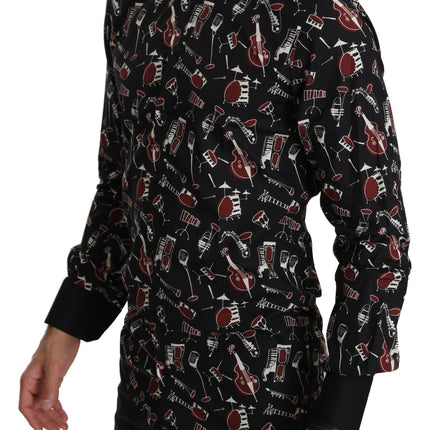 Dolce & Gabbana Black Musical Instrument Slim fit Shirt