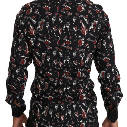 Dolce & Gabbana Black Musical Instrument Slim fit Shirt