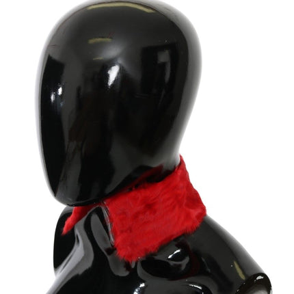 Dolce & Gabbana Red Fur Neck Collar Wrap Lambskin Scarf