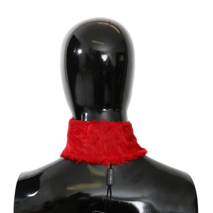 Dolce & Gabbana Red Fur Neck Collar Wrap Lambskin Scarf