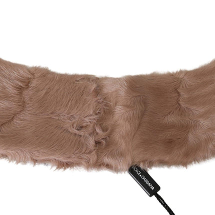 Dolce & Gabbana Beige Fur Neck Collar Lambskin Scarf