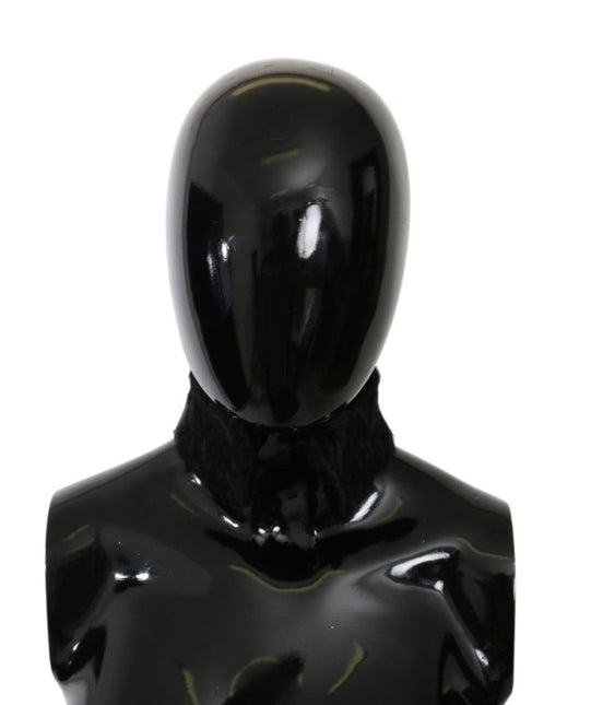 Dolce & Gabbana Black Fur Neck Collar Wrap Lambskin Scarf