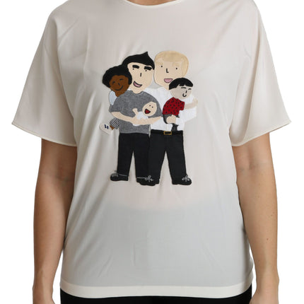 Dolce & Gabbana White #dgfamily Patch Short Sleeve Blouse Top