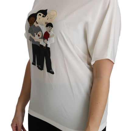 Dolce & Gabbana White #dgfamily Patch Short Sleeve Blouse Top