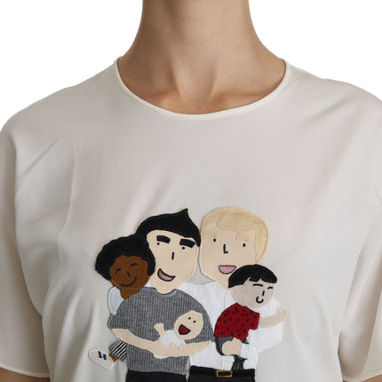 Dolce & Gabbana White #dgfamily Patch Short Sleeve Blouse Top