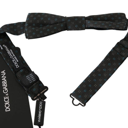 Dolce & Gabbana Gray Patterned Mens Necktie Papillon 100% Silk Bow Tie
