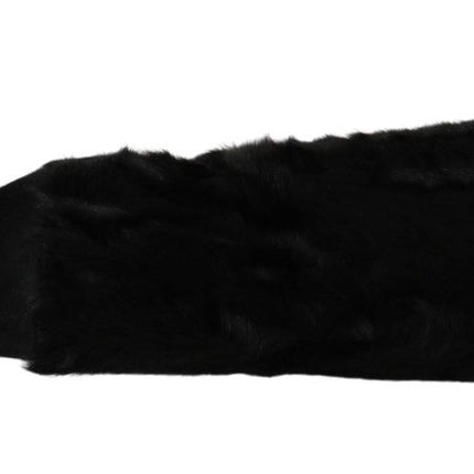 Dolce & Gabbana Black Elbow Length Mitten Suede Fur Gloves