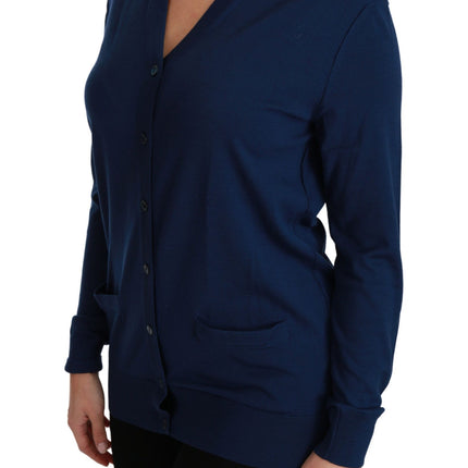 Dolce & Gabbana Blue Button Cardigan Virgin Wool Sweater