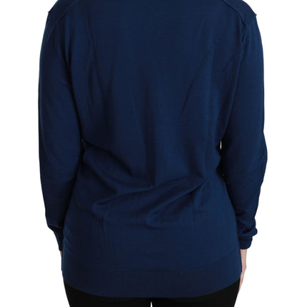 Dolce & Gabbana Blue Button Cardigan Virgin Wool Sweater