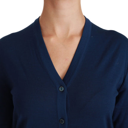 Dolce & Gabbana Blue Button Cardigan Virgin Wool Sweater