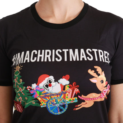 Dolce & Gabbana Black #ImAChristmasTree Crewneck Top T-shirt