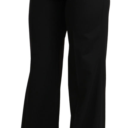 Dolce & Gabbana Black Wide Leg Flared Trouser Cashmere Pants