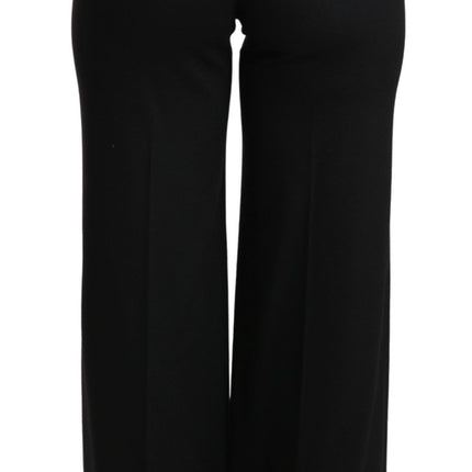 Dolce & Gabbana Black Wide Leg Flared Trouser Cashmere Pants