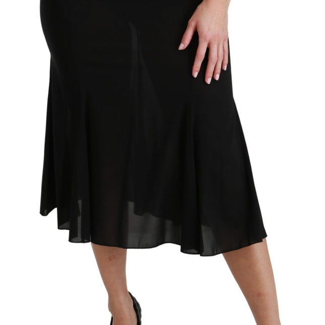 Dolce & Gabbana Black High Waist Mermaid Midi Silk Skirt