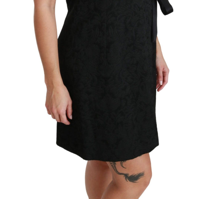 Dolce & Gabbana Black Stretch Satin Jacquard Mini Dress