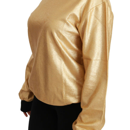 Dolce & Gabbana Gold Cotton Crewneck Pullover Sweater