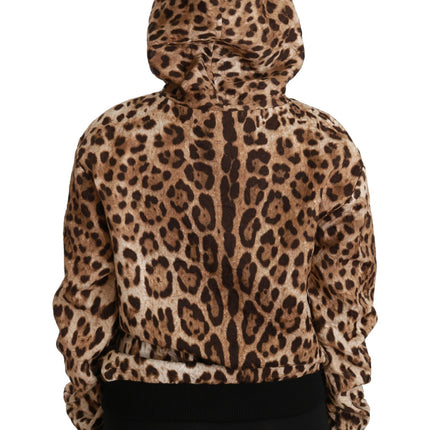 Dolce & Gabbana Brown Hooded Studded Ayers Leopard Sweater
