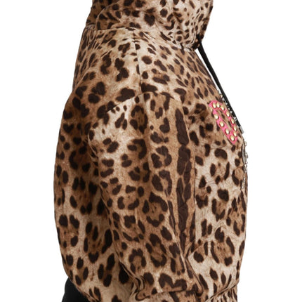 Dolce & Gabbana Brown Hooded Studded Ayers Leopard Sweater