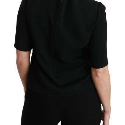 Dolce & Gabbana Black Short Sleeve Casual Top Stretch Blouse