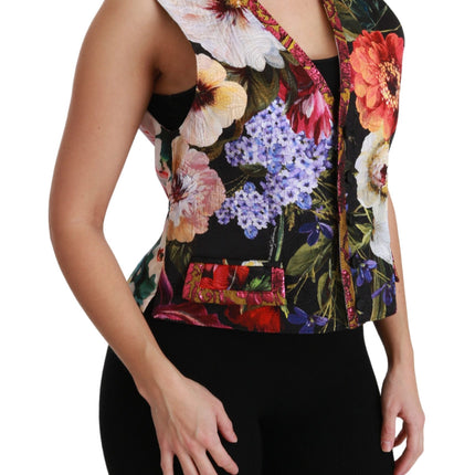 Dolce & Gabbana Multicolor Floral Sleeveless Waistcoat Top Vest