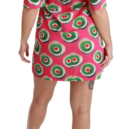 Dolce & Gabbana Pink Silk Cup Cake Shift Stretch Dress
