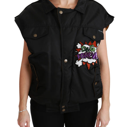 Dolce & Gabbana Black Queen Crown Sequined Bomber Jacket