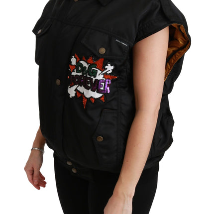 Dolce & Gabbana Black Queen Crown Sequined Bomber Jacket