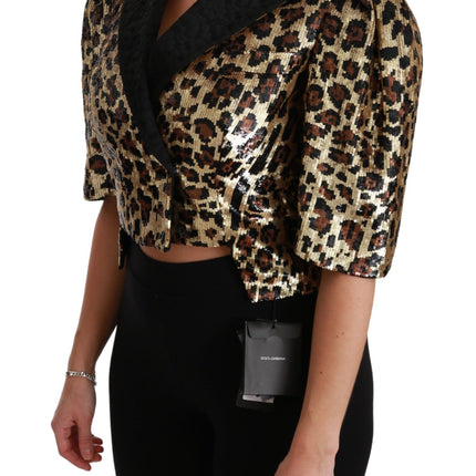 Dolce & Gabbana Blazer Gold Leopard Sequined Jacket