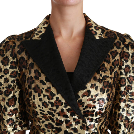 Dolce & Gabbana Blazer Gold Leopard Sequined Jacket