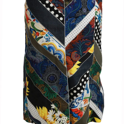 Dolce & Gabbana Multicolor Silk Geometric High Waist Maxi Skirt
