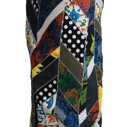 Dolce & Gabbana Multicolor Silk Geometric High Waist Maxi Skirt