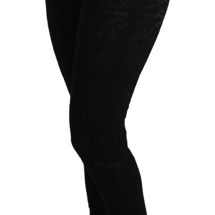 Dolce & Gabbana Black Lace Skinny High Waist Cotton Pants