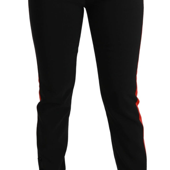 Dolce & Gabbana Black Skinny Stretch Fox Head Cotton Pants
