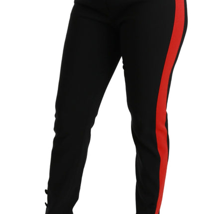 Dolce & Gabbana Black Skinny Stretch Fox Head Cotton Pants