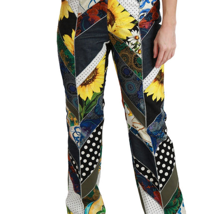 Dolce & Gabbana Multicolor Print High Waist Straight Pants