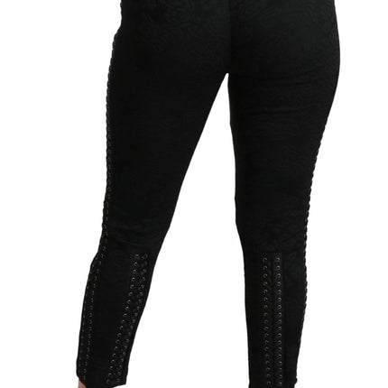 Dolce & Gabbana Black Brocade Skinny High Waist Pants