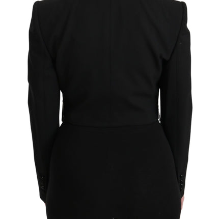 Dolce & Gabbana Black Jacquard Vest Blazer Coat Wool Jacket