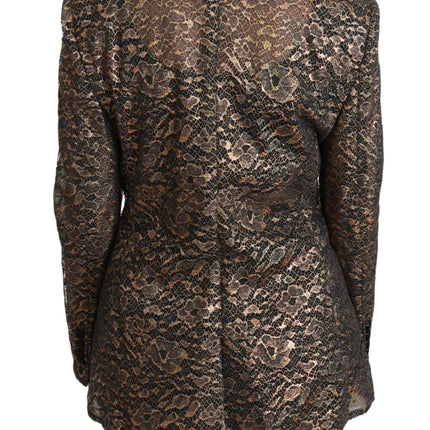 Dolce & Gabbana Gold Black Lace Blazer Coat Floral Jacket