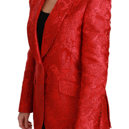 Dolce & Gabbana Red Floral Angel Blazer Coat Jacket