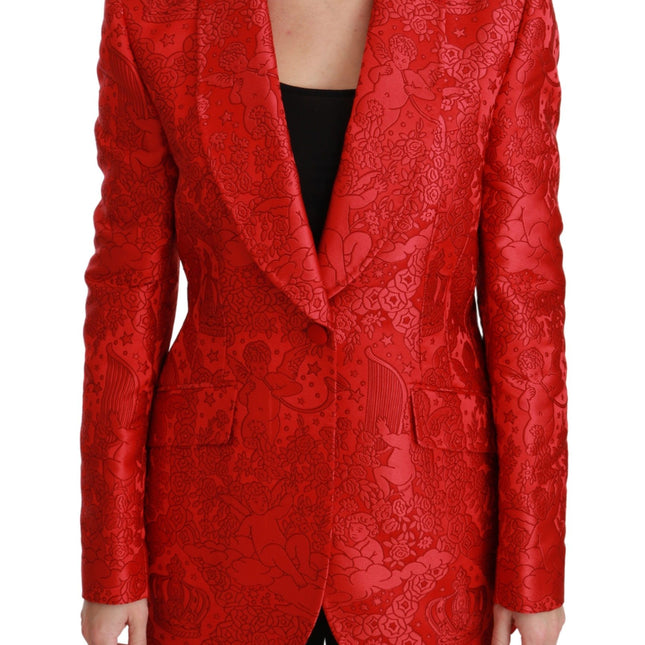 Dolce & Gabbana Red Floral Angel Blazer Coat Jacket