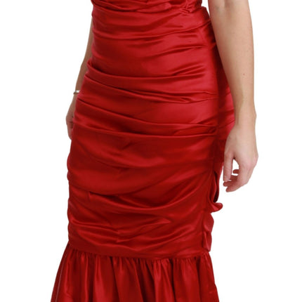 Dolce & Gabbana Red Silk Stretch Mermaid Bodycon Dress
