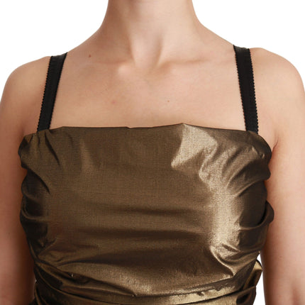 Dolce & Gabbana Nylon Bronze Bodycon Sheath Mini Dress