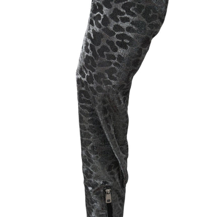 Dolce & Gabbana Gray Leopard High Top Sneakers Booties Shoes