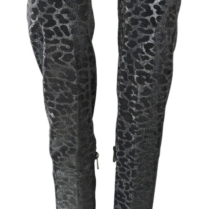 Dolce & Gabbana Gray Leopard High Top Sneakers Booties Shoes