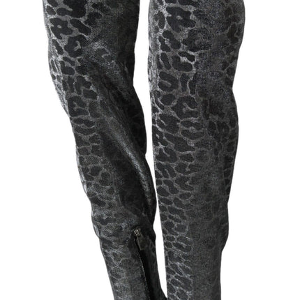 Dolce & Gabbana Gray Leopard High Top Sneakers Booties Shoes