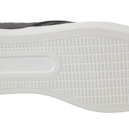 Dolce & Gabbana Gray Leather Flat Caiman Mens Loafers Shoes