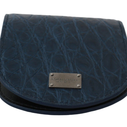 Dolce & Gabbana Blue Holder Pocket Wallet Blue Exotic Skin Condom Case