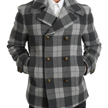 Dolce & Gabbana Gray Check Wool Cashmere Coat Jacket