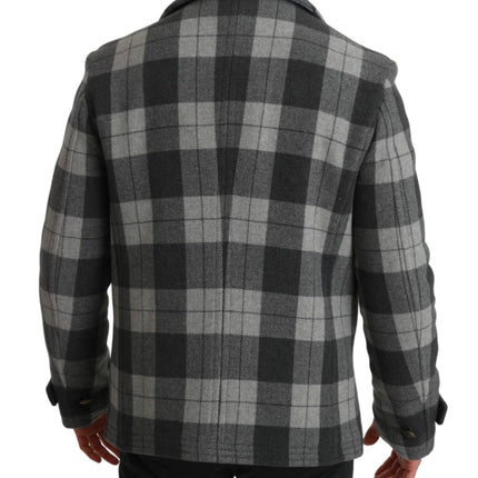 Dolce & Gabbana Gray Check Wool Cashmere Coat Jacket